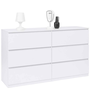 Voir la diapositive 1 : ID MARKET Commode 6 tiroirs TOMI XXL 140 cm bois blanc