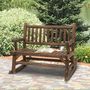 Voir la diapositive 2 : OUTSUNNY Banc à bascule de jardin 2 places style rural chic structure dossier accoudoirs aspect rondins de bois assise à lattes sapin traité carbonisation