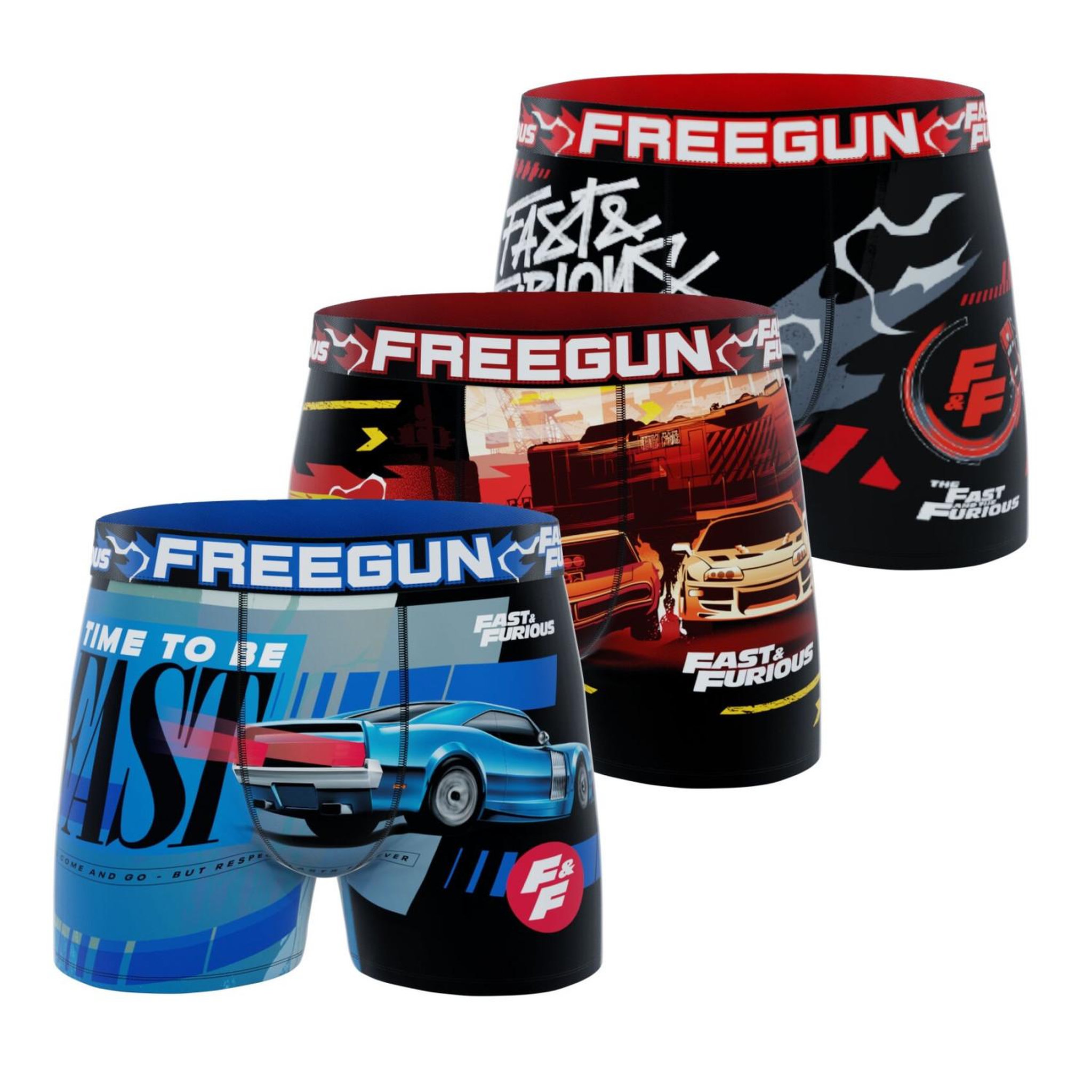 Voir la diapositive 1 : FREEGUN Lot de 3 boxers junior fast & furious