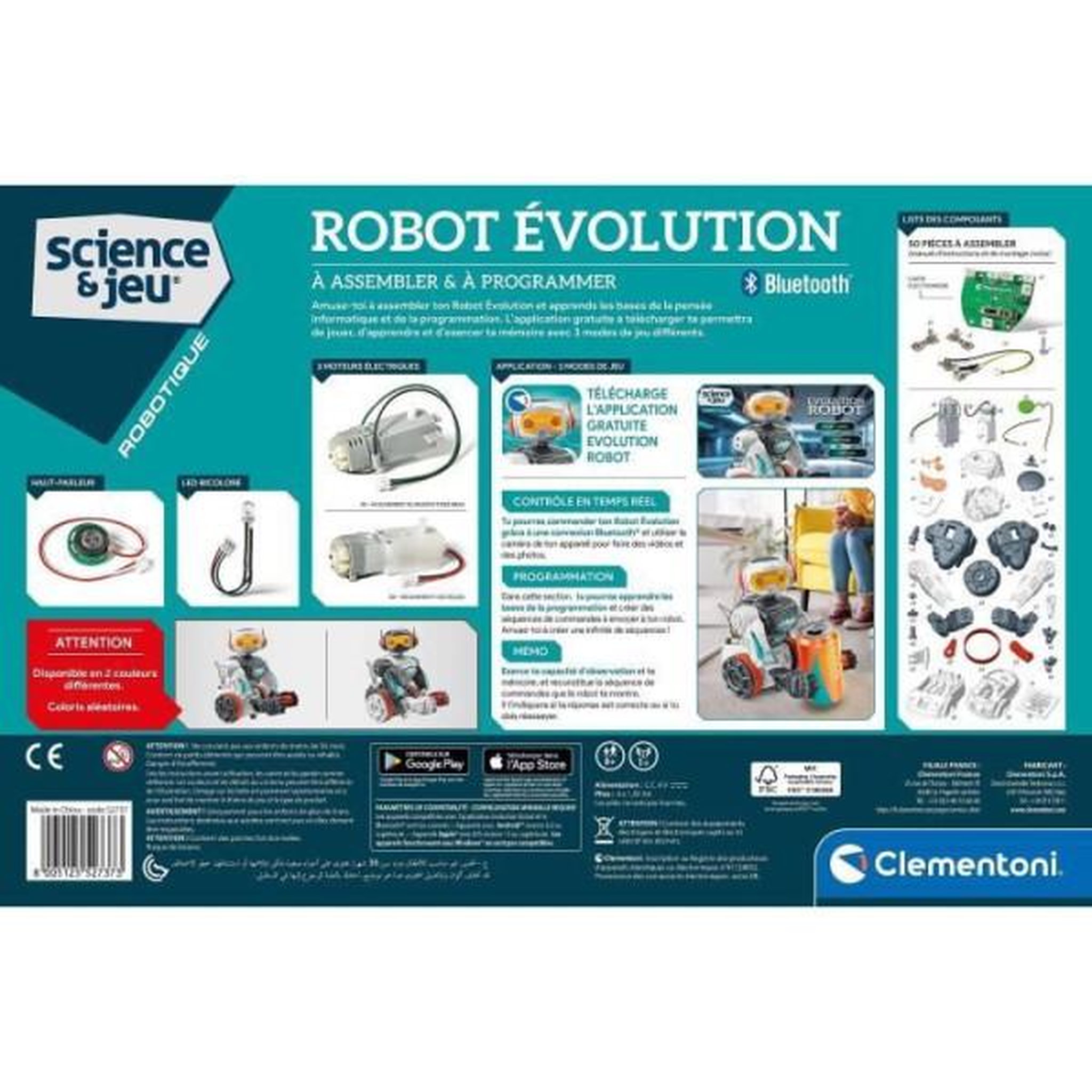 Voir la diapositive 2 : CLEMENTONI Clementoni - robot évolution 2.0 a assembler et programmer - 4 modes de jeu - fabriqué en italie