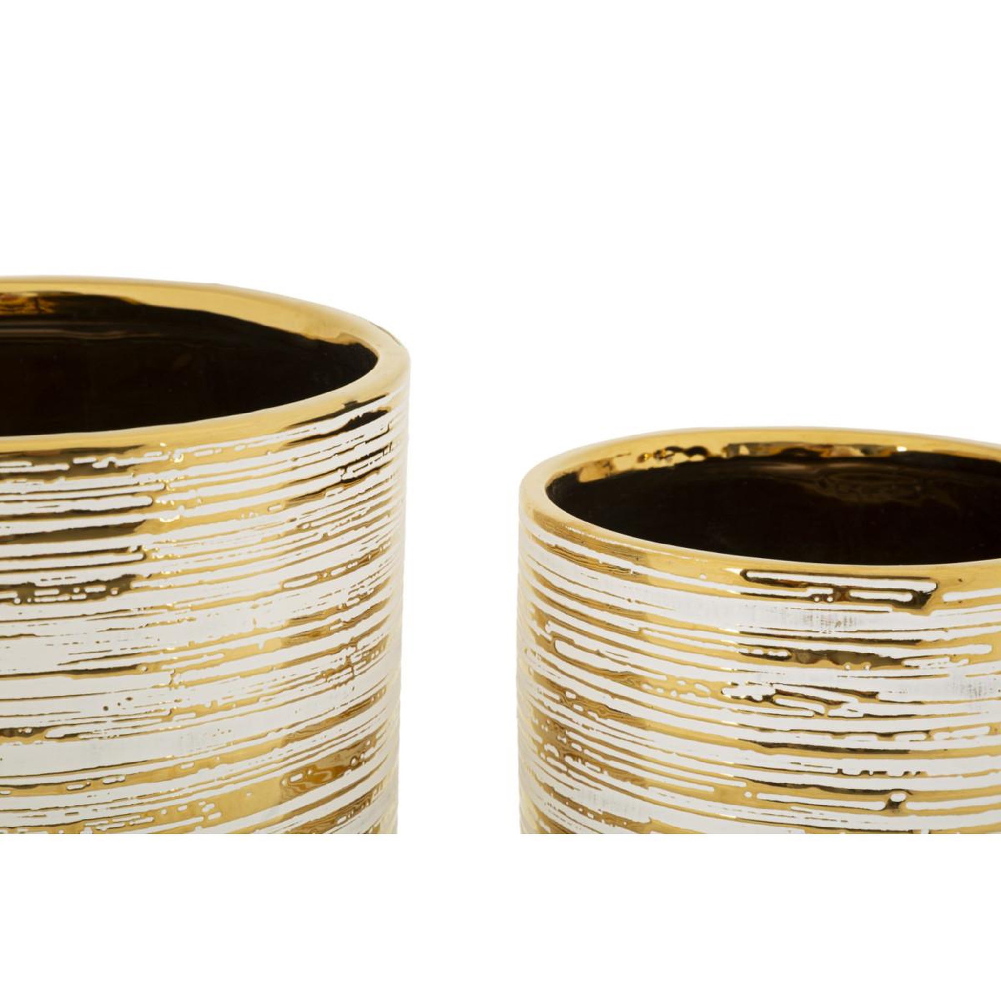 Voir la diapositive 2 : Paris Prix Lot de 2 vases en céramique  melody  24cm or & blanc