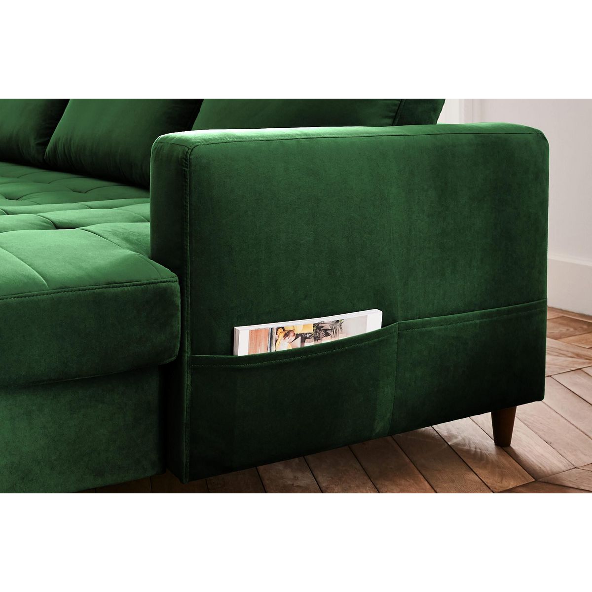 LISA DESIGN Anna - canapé panoramique d'angle gauche - 7 places - convertible avec coffre - en velours