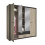 Voir la diapositive 4 : Armoire 4 portes 2 tiroirs L198 x P56,6 x H203 cm KANSAS