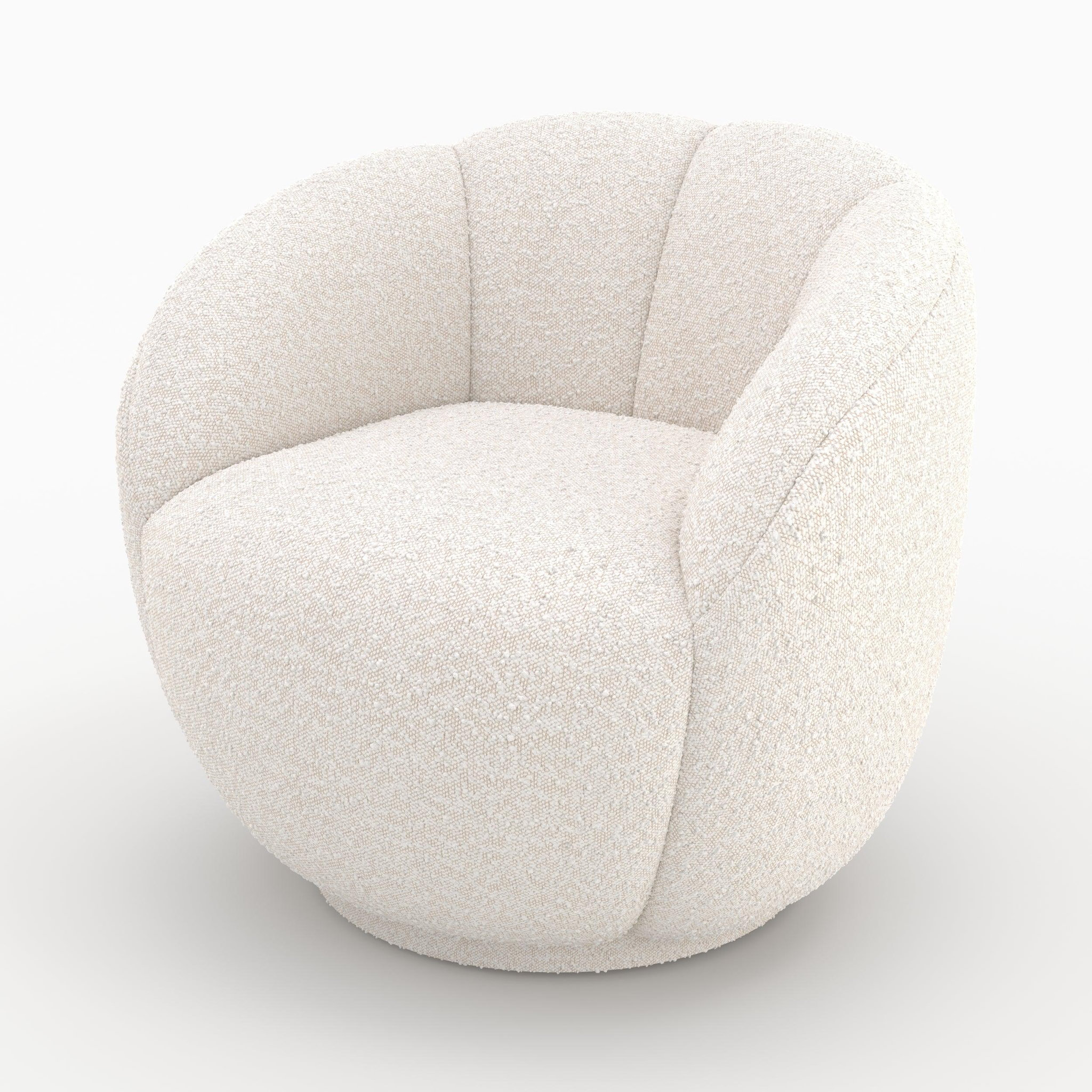 Voir la diapositive 6 : MAISON PAVANE Fauteuil en tissu bouclé blanc-Ysé