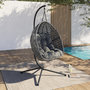 Voir la diapositive 2 : ID MARKET Fauteuil lune suspendu ajouré effet rotin avec coussin gris