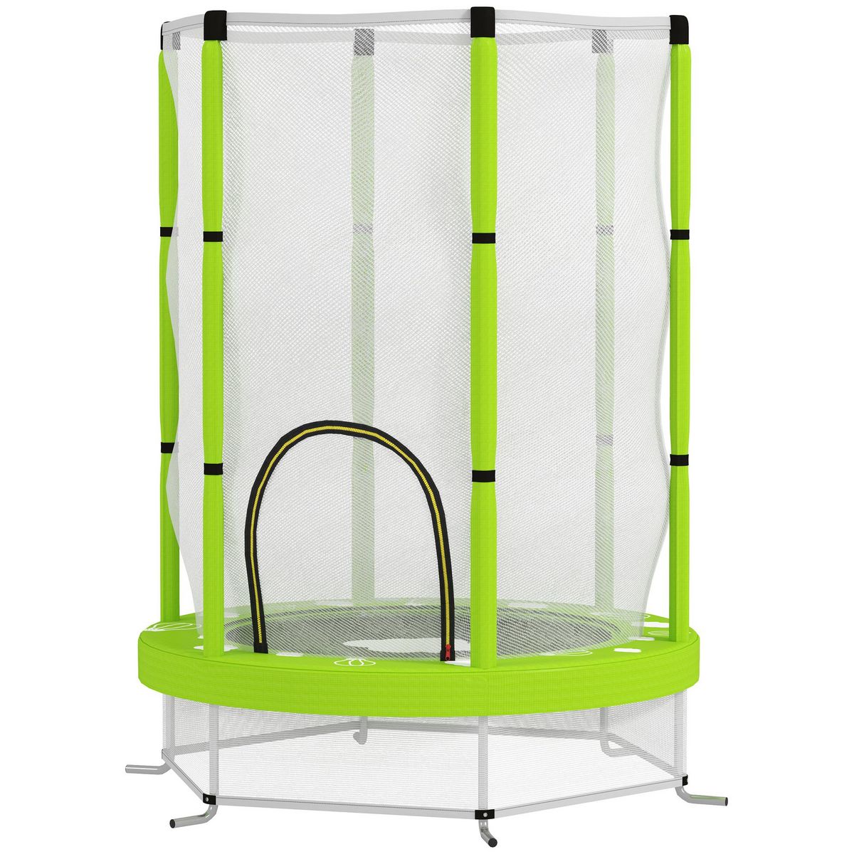 HOMCOM Trampoline enfant Ø140 cm max. 45 Kg - filet sécurité, porte zippée, 6 poteaux rembourrés - vert pomme
