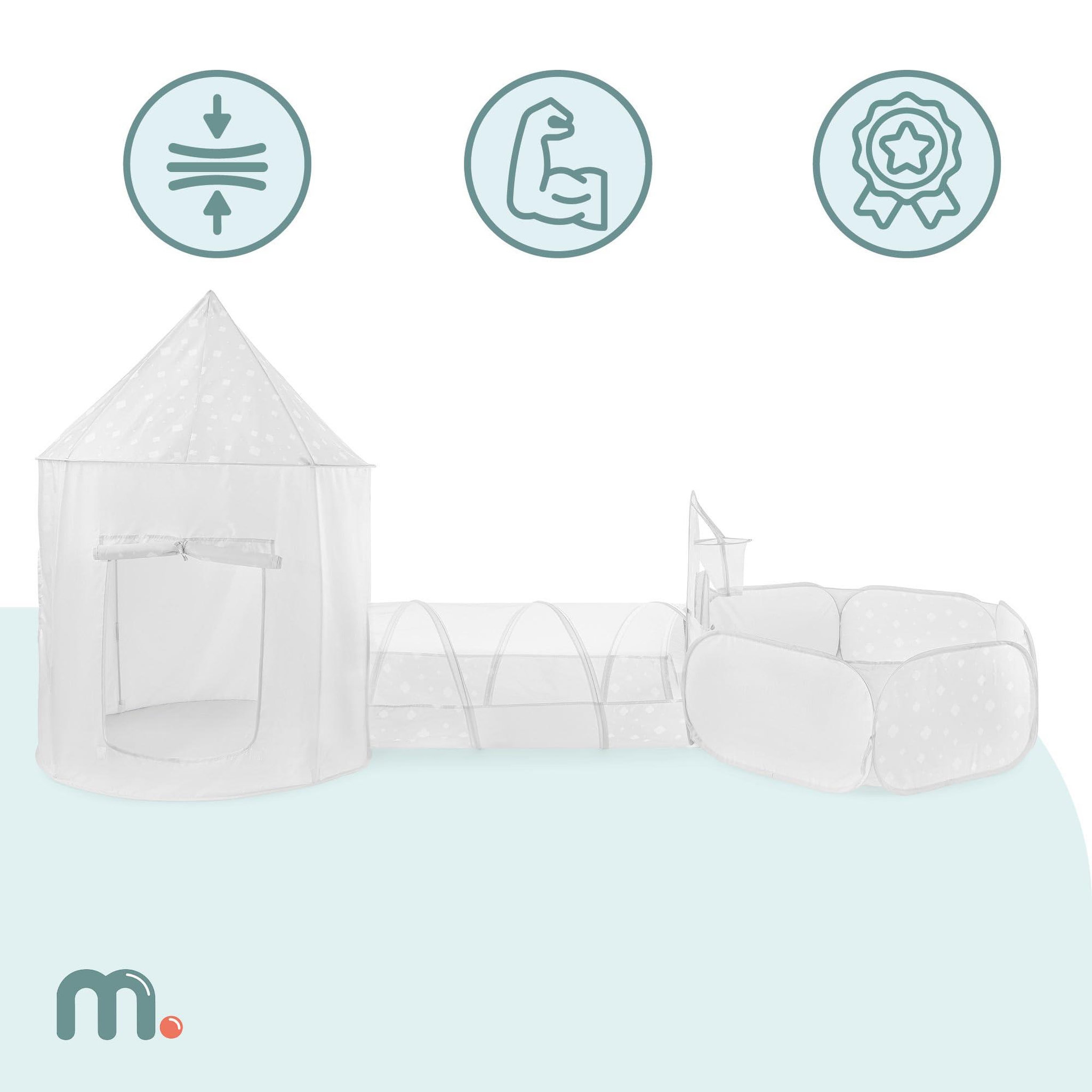 Voir la diapositive 2 : HYPERMOTION Tente de jeu 3-en-1 Mamabrum avec château, piscine à balles et tunnel Pop-Up