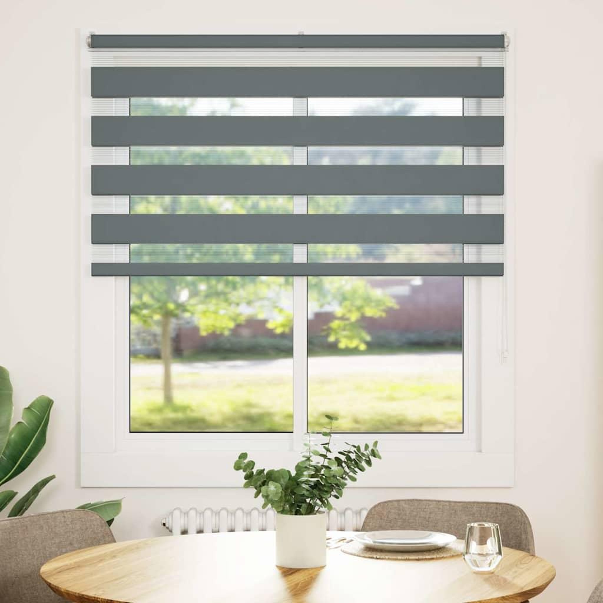 Voir la diapositive 2 : VIDAXL Store zebre gris fonce largeur du tissu 125,9 cm polyester