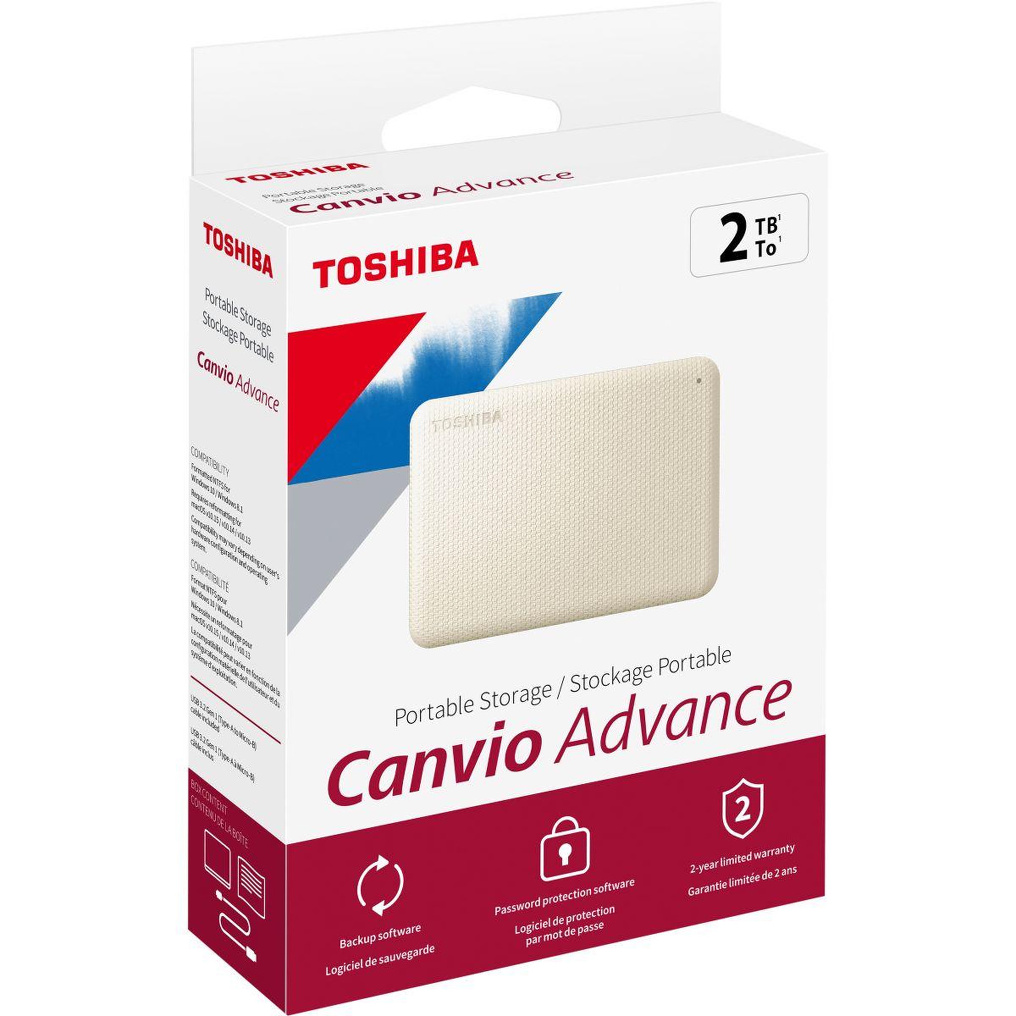 Voir la diapositive 2 : Toshiba Disque dur externe canvio advance 2 to beige