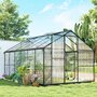 Voir la diapositive 4 : OUTSUNNY Serre de jardin 8,45 m² aluminium avec parois polycarbonate porte 2 lucarnes