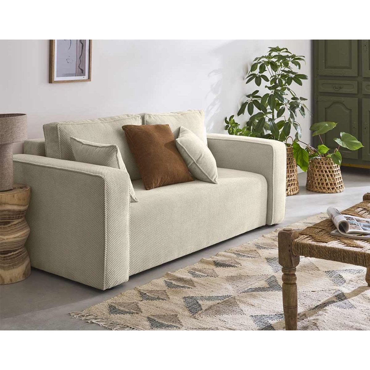 BEST MOBILIER Topaze - canapé droit 2 places - en velours texturé