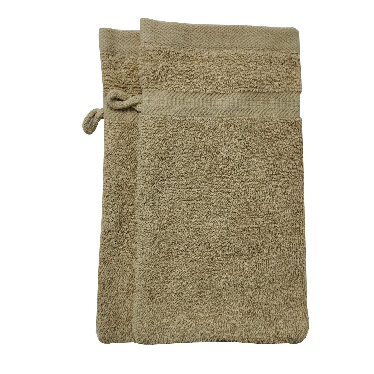 Lot de 2 gants de toilette uni en coton 450 g/m²