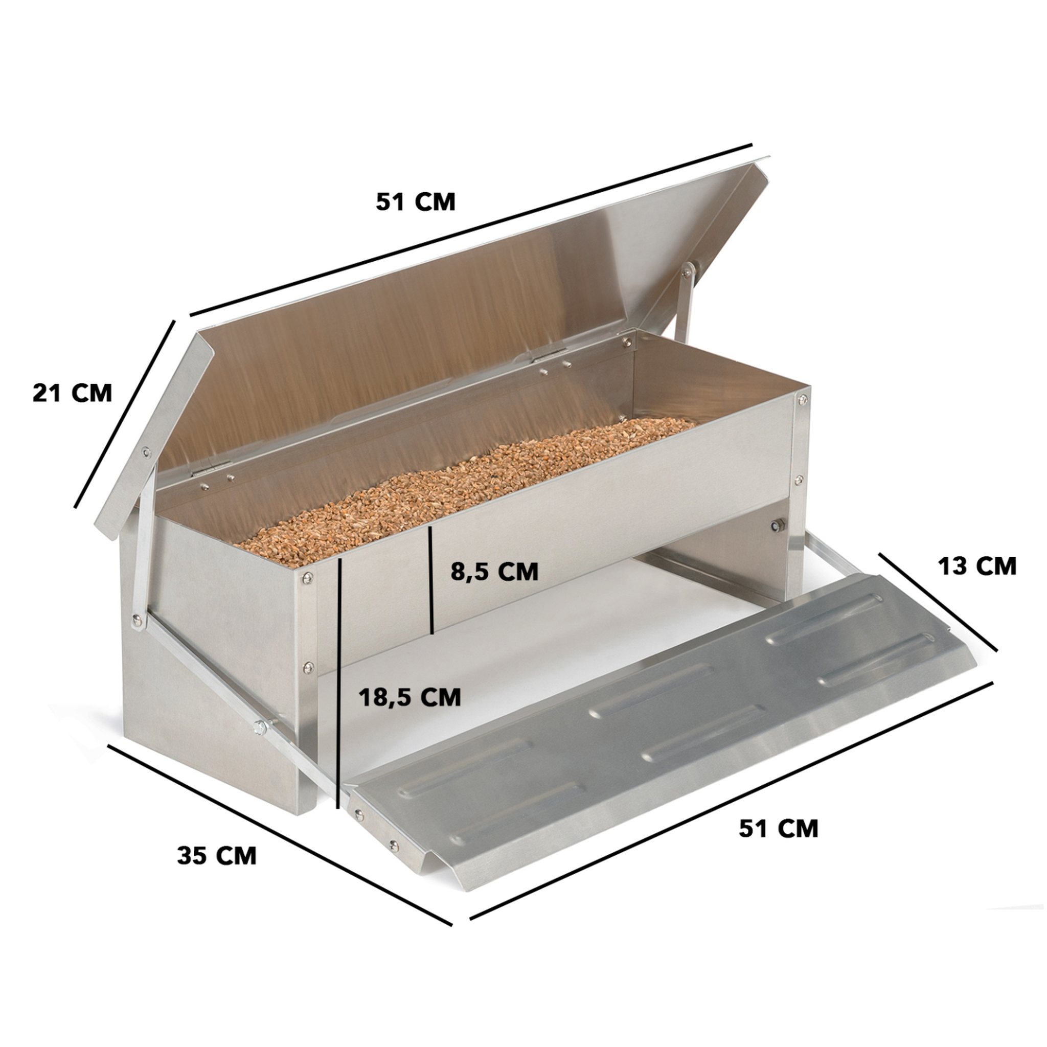 Voir la diapositive 5 : ID MARKET Mangeoire xl pour poules distributeur automatique à pédale en acier 5 kg