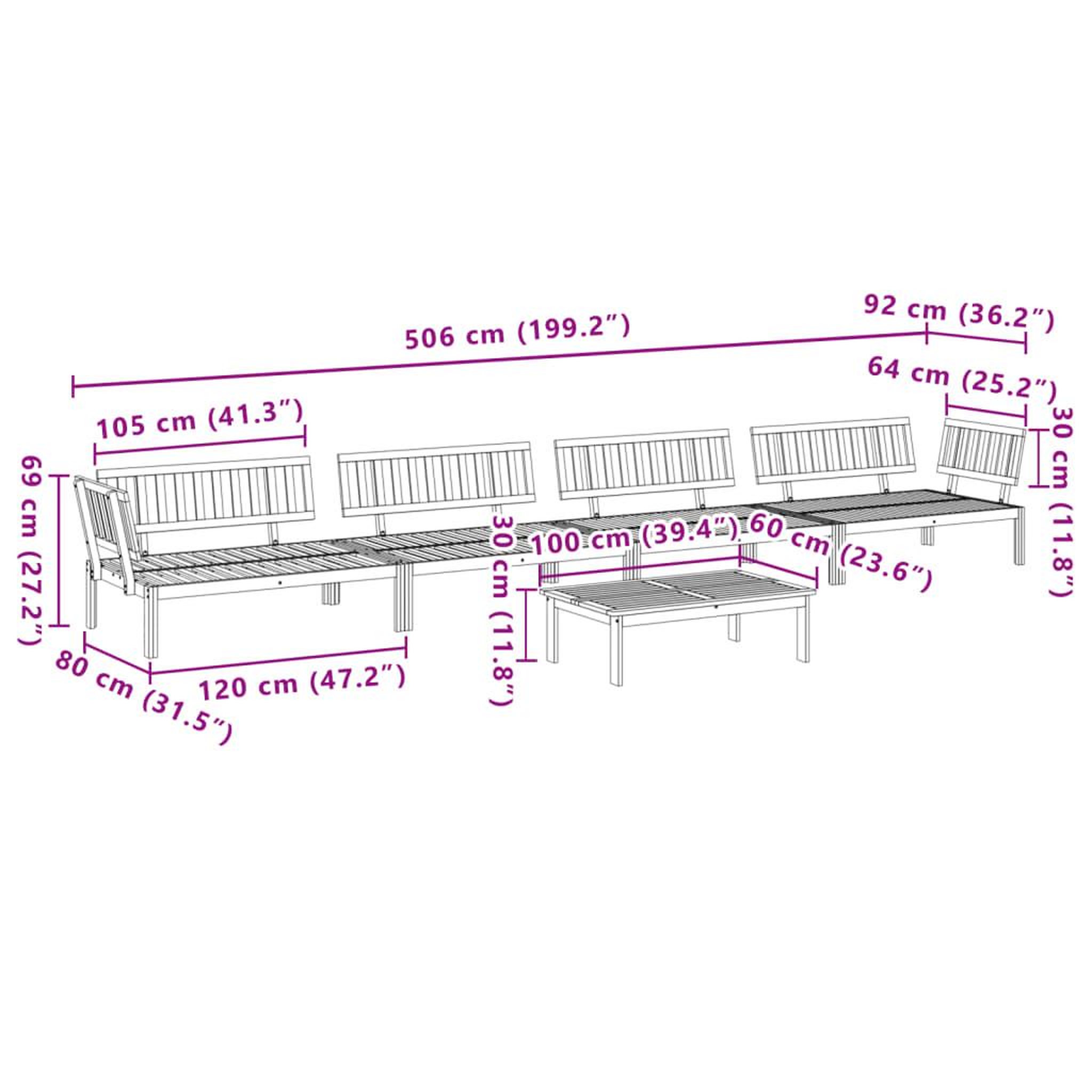 Voir la diapositive 6 : VIDAXL Salon palette de jardin 5 pcs bois d'acacia massif