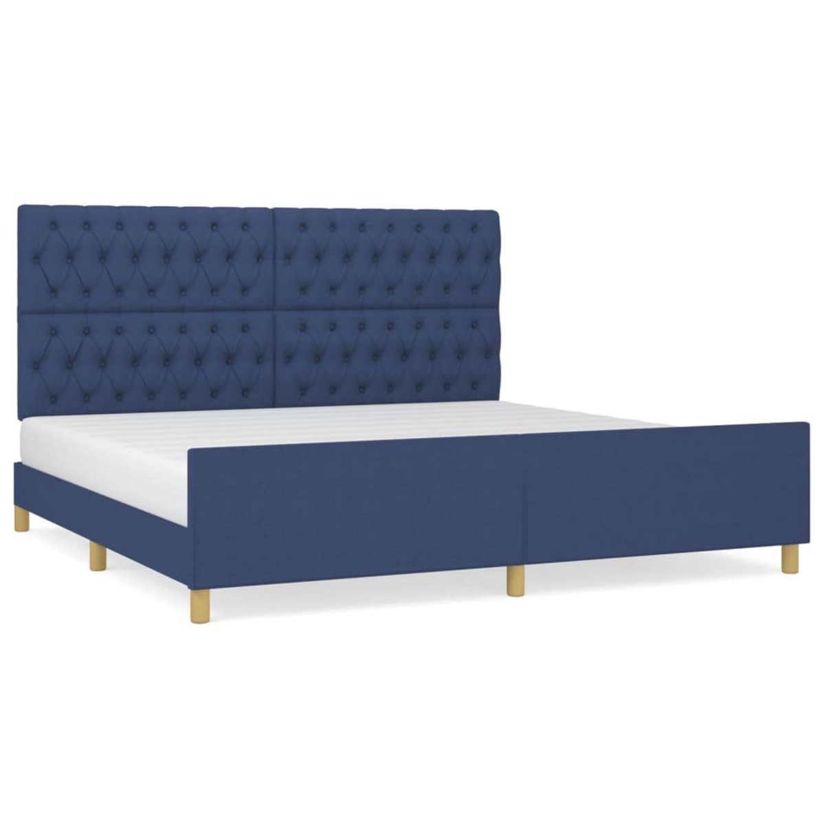 VIDAXL Cadre de lit sans matelas avec tete de lit bleu 200x200cm tissu