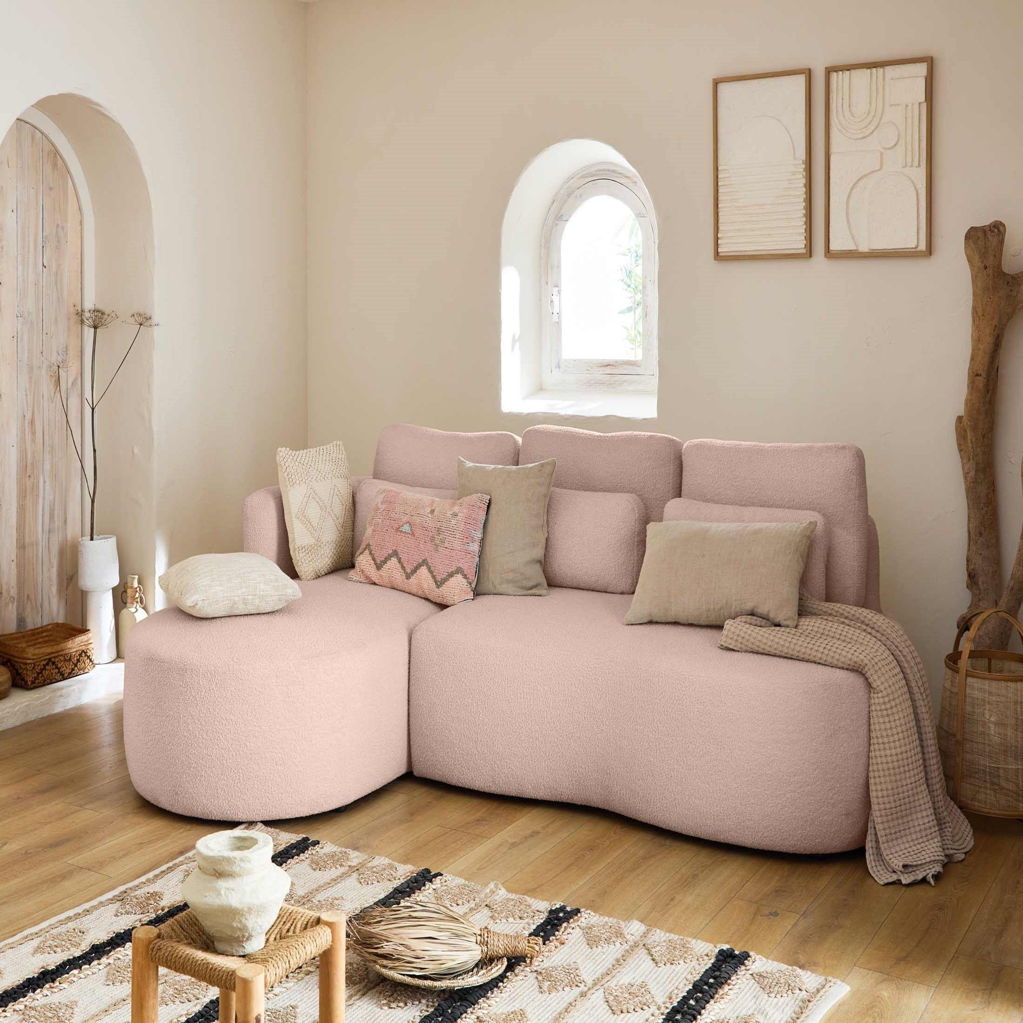 Voir la diapositive 5 : BEST MOBILIER Mahina - canapé d'angle gauche - 4 places - convertible avec coffre - en tissu bouclette