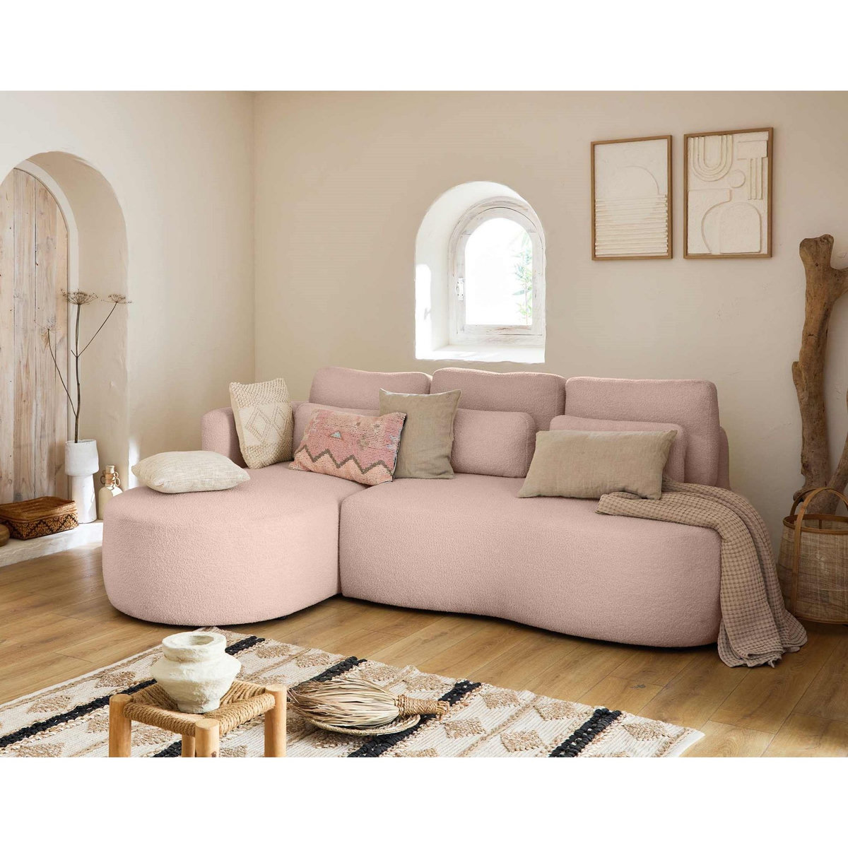 LISA DESIGN Mahina - canapé d'angle gauche - 4 places - convertible avec coffre - en tissu bouclette