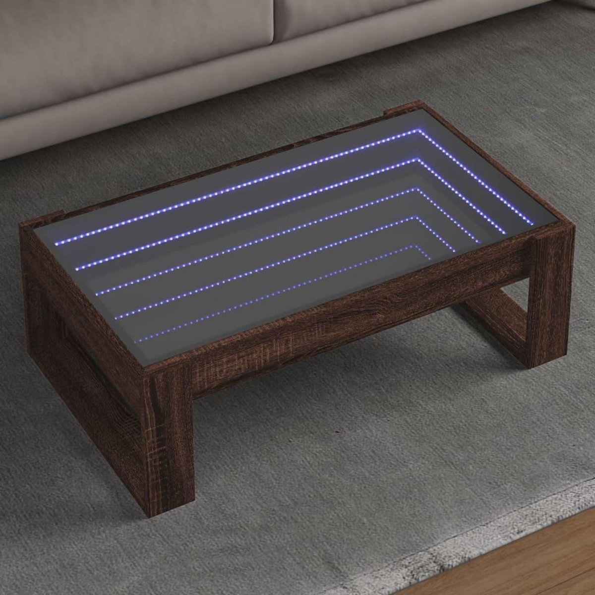 VIDAXL Table basse avec LED infini chene marron 90x53x30 cm