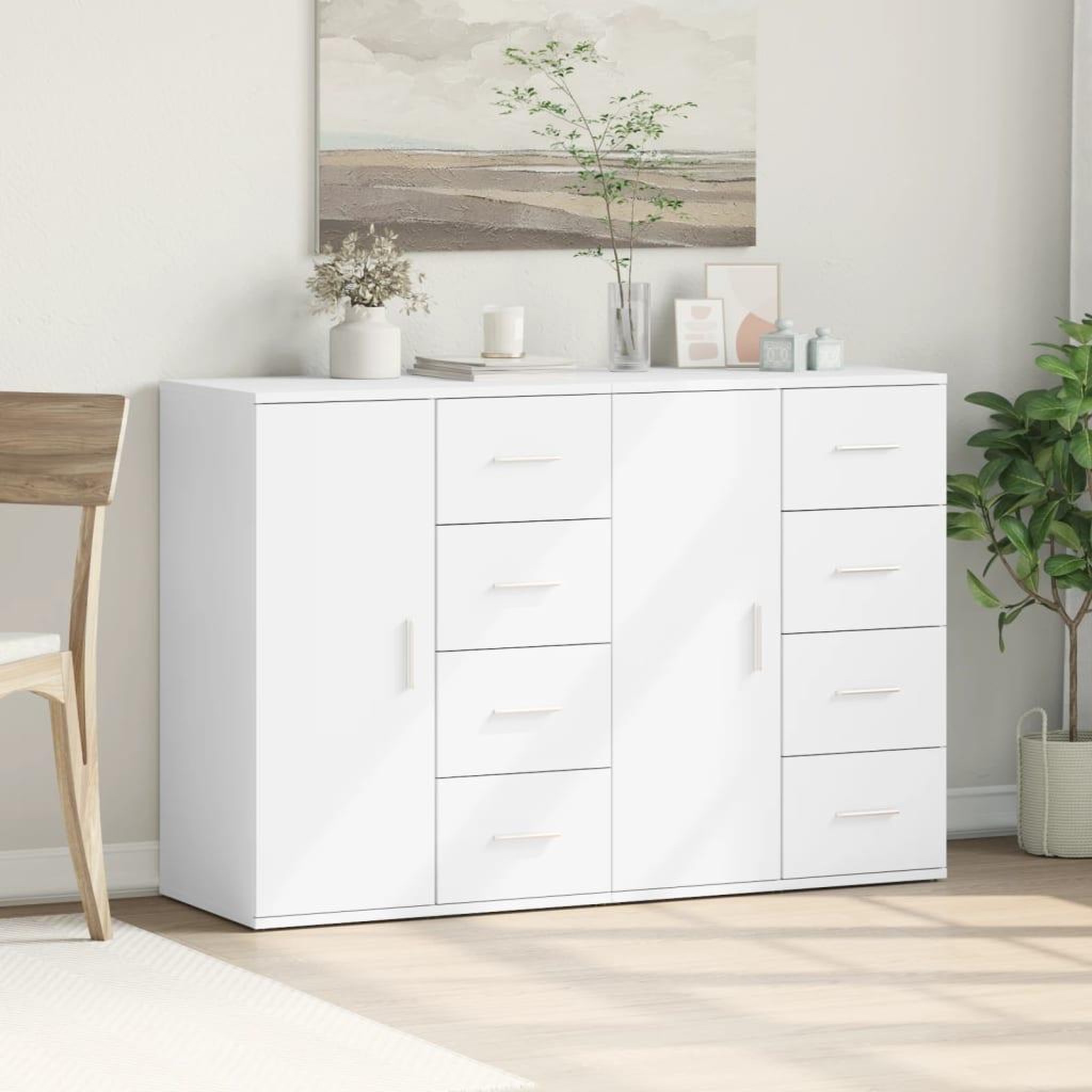 Voir la diapositive 3 : VIDAXL Buffets 2 pcs blanc 59x39x80 cm bois d'ingenierie