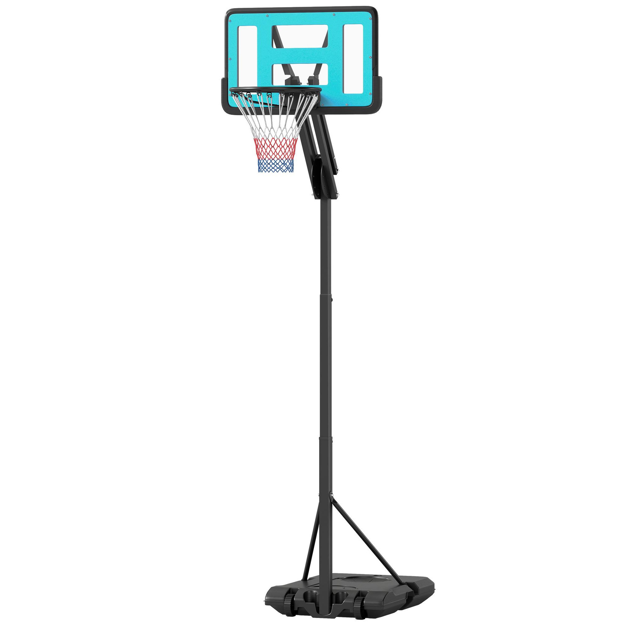 HOMCOM Panier de basketball sur pied hauteur réglable h.146-236 cm lestage roulettes bleu noir