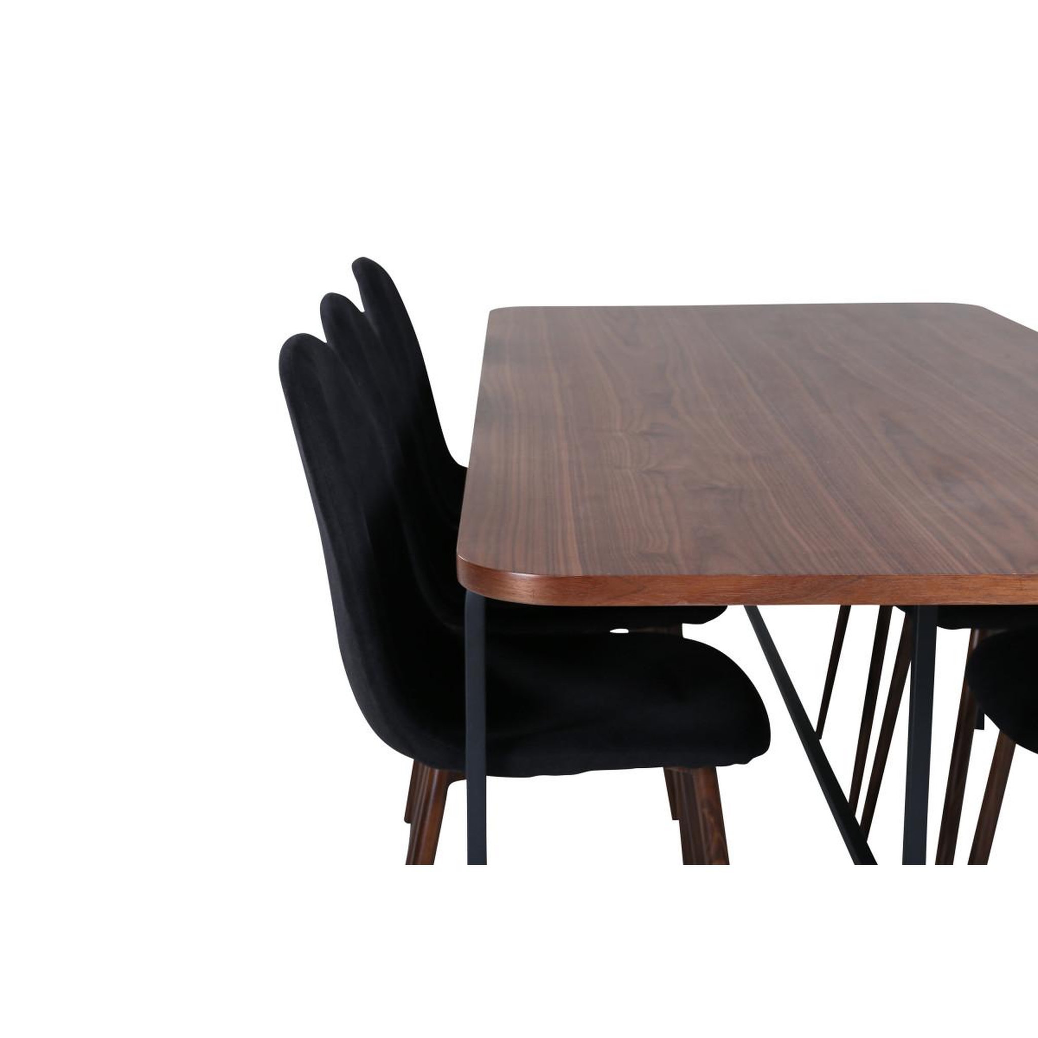 Voir la diapositive 5 : Paris Prix Ensemble table à manger & 6 chaises  uno & polar  200cm noyer & noir