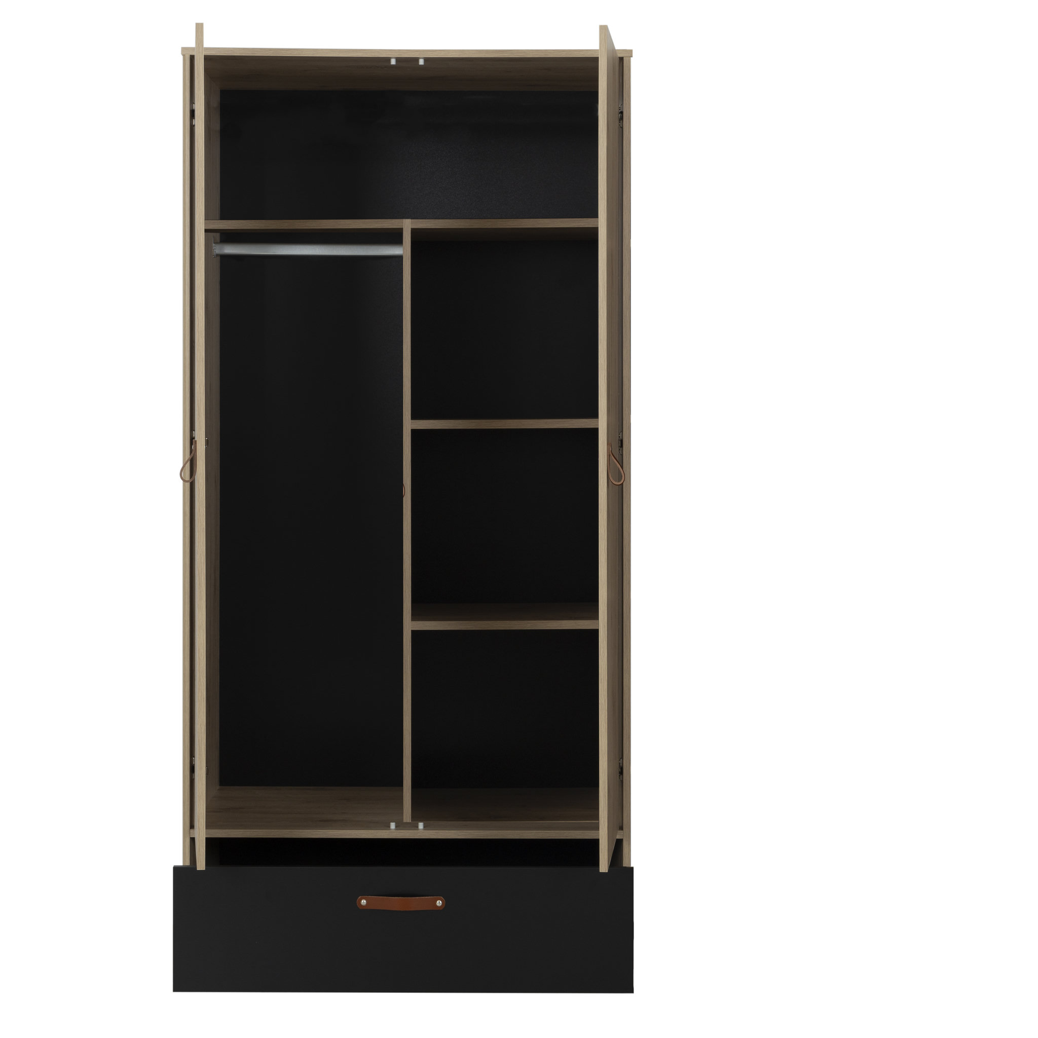 Voir la diapositive 2 : Armoire 2portes 1 tiroir  L102xH200xP60cm MARCUS