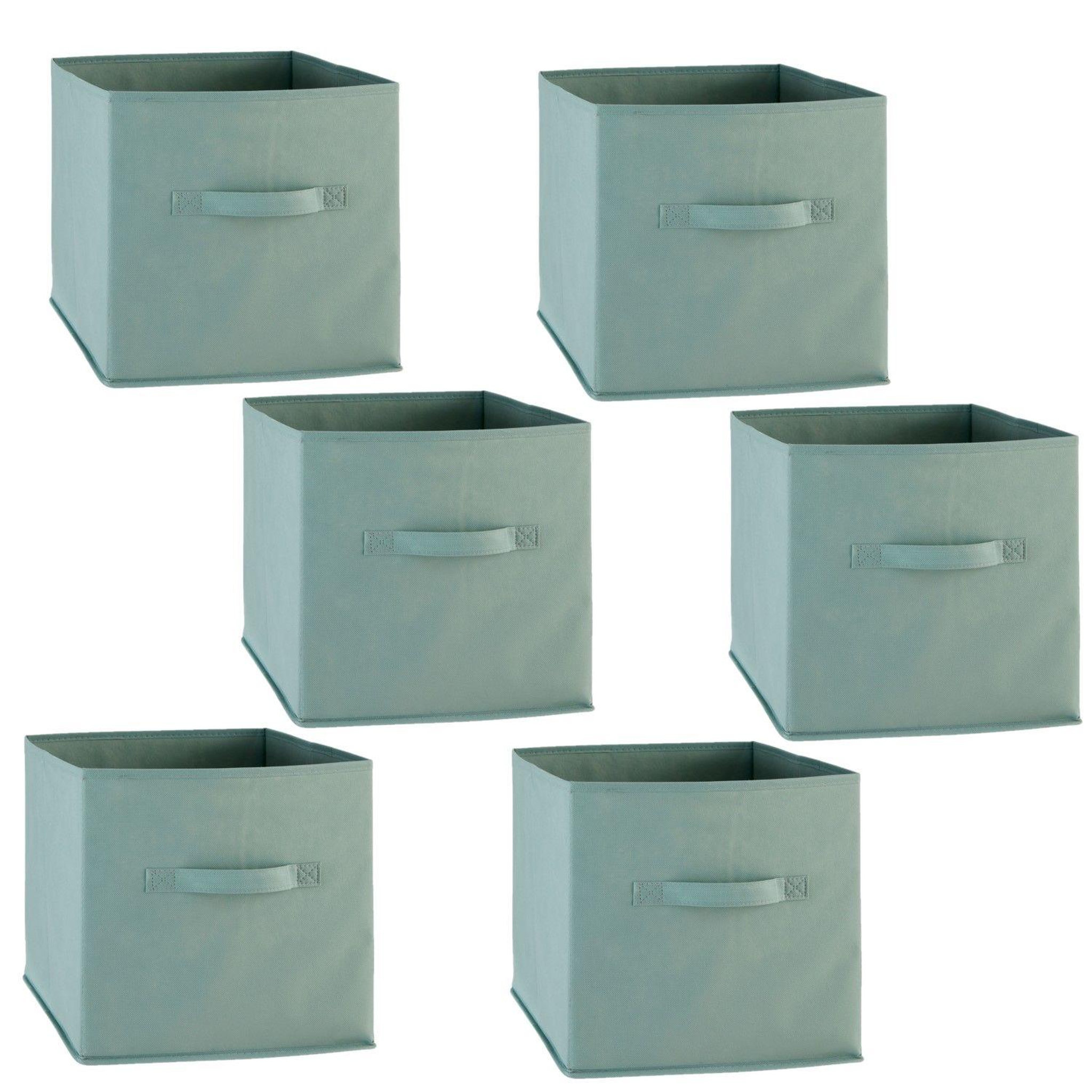 FIVE Lot de 6 boîtes de rangement en tissu MIX N' MODUL. Coloris disponibles : Vert