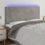 VIDAXL Tete de lit a LED Gris clair 160x5x118/128 cm Velours