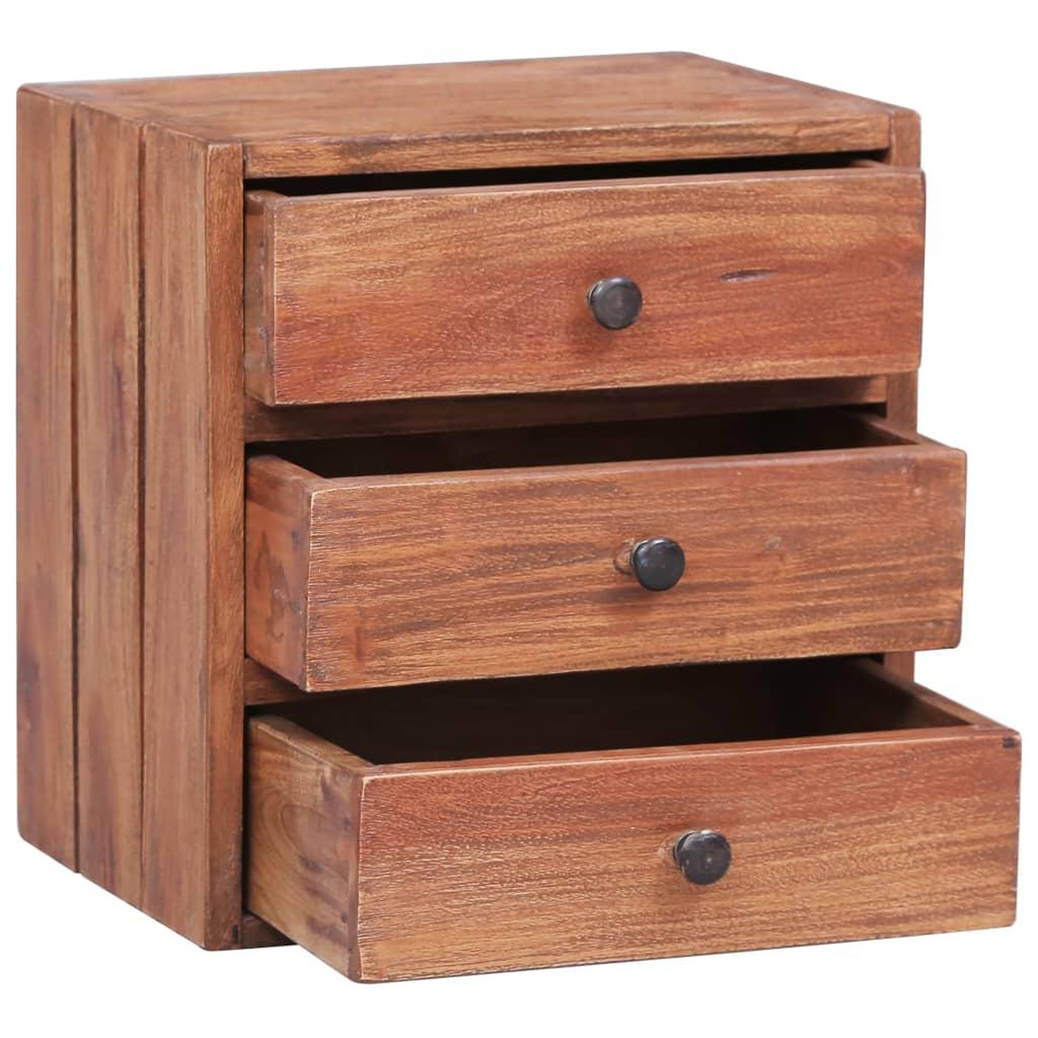 Voir la diapositive 3 : VIDAXL Table de chevet avec 3 tiroirs 35x25x35 cm bois d'acajou massif
