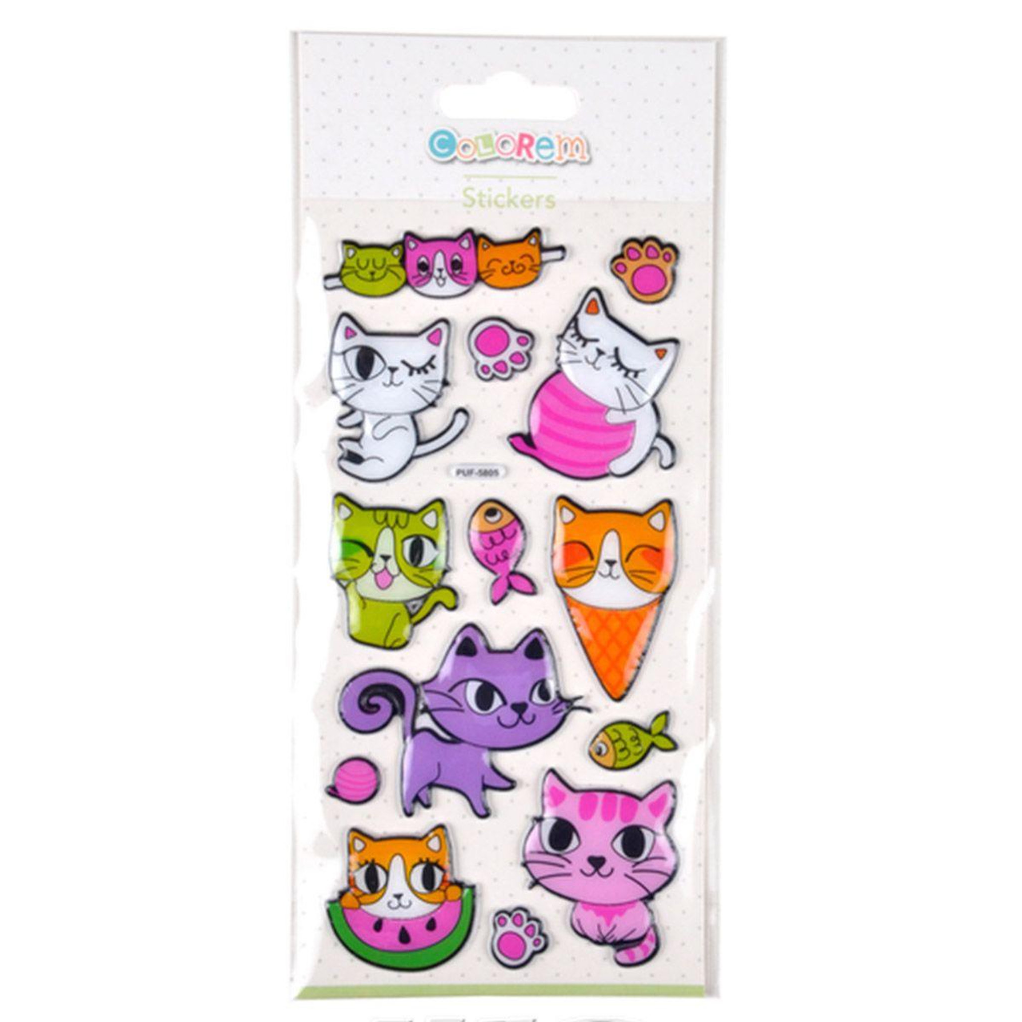 Voir la diapositive 2 : HOMEA Stickers Effet 3D  Chatons  21cm Multicolore