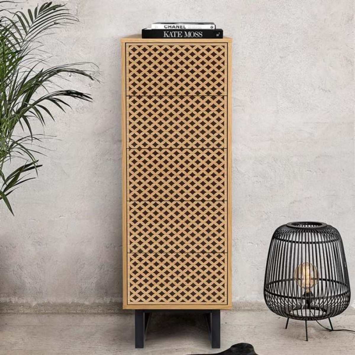 Paris Prix Chiffonnier 5 Tiroirs Diamants  Camden  123cm Naturel