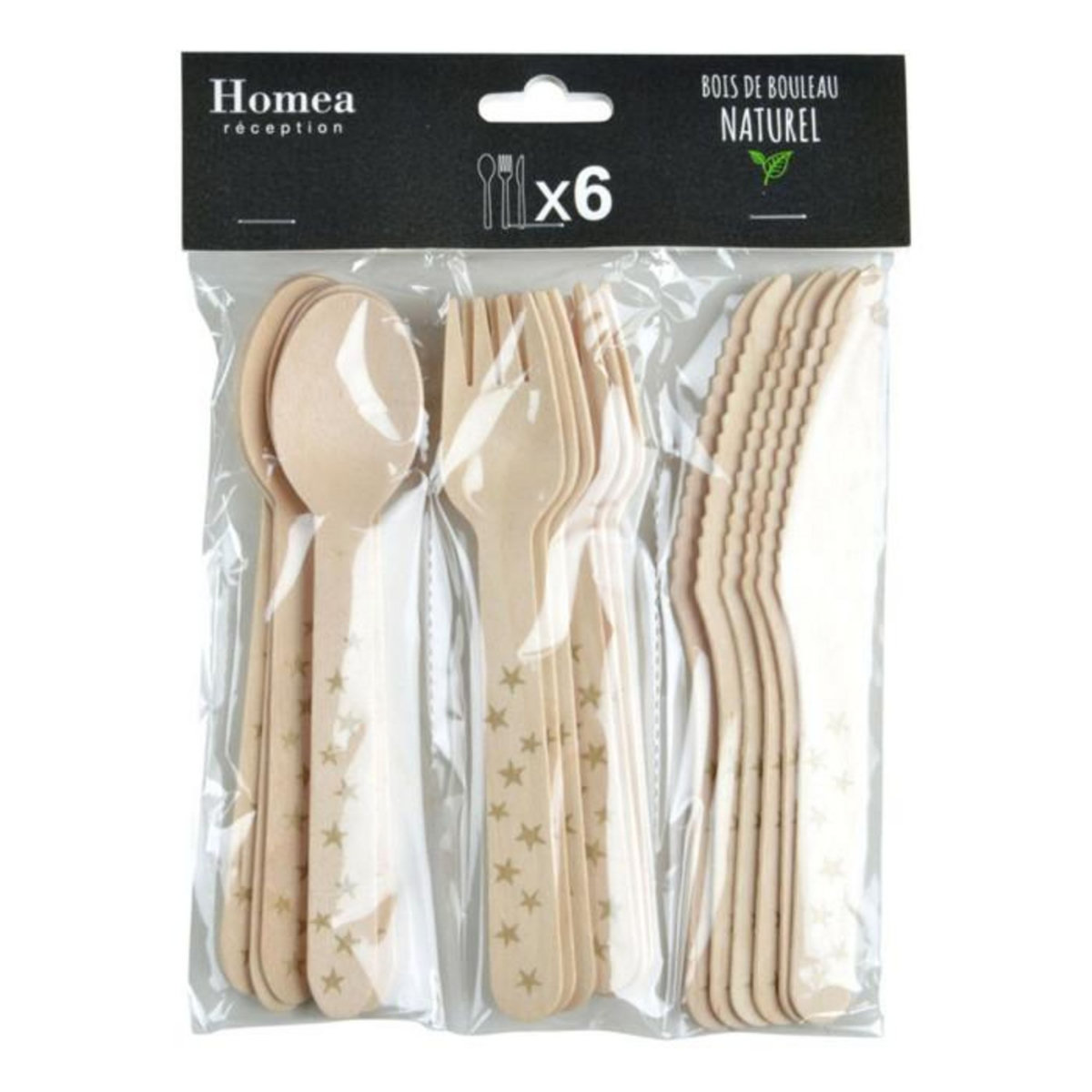 Paris Prix Lot de 18 Couverts Jetables  Étoiles  Naturel & Or