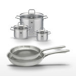 ELO Lot de 2 poêles 24/28 cm et 3 faitouts 16/20/26 cm Elo Relief Passion