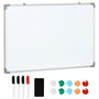 Voir la diapositive 1 : HOMCOM Tableau blanc aimanté magnétique dim. 90L x 60H cm nombreux accessoires inclus cadre aluminium