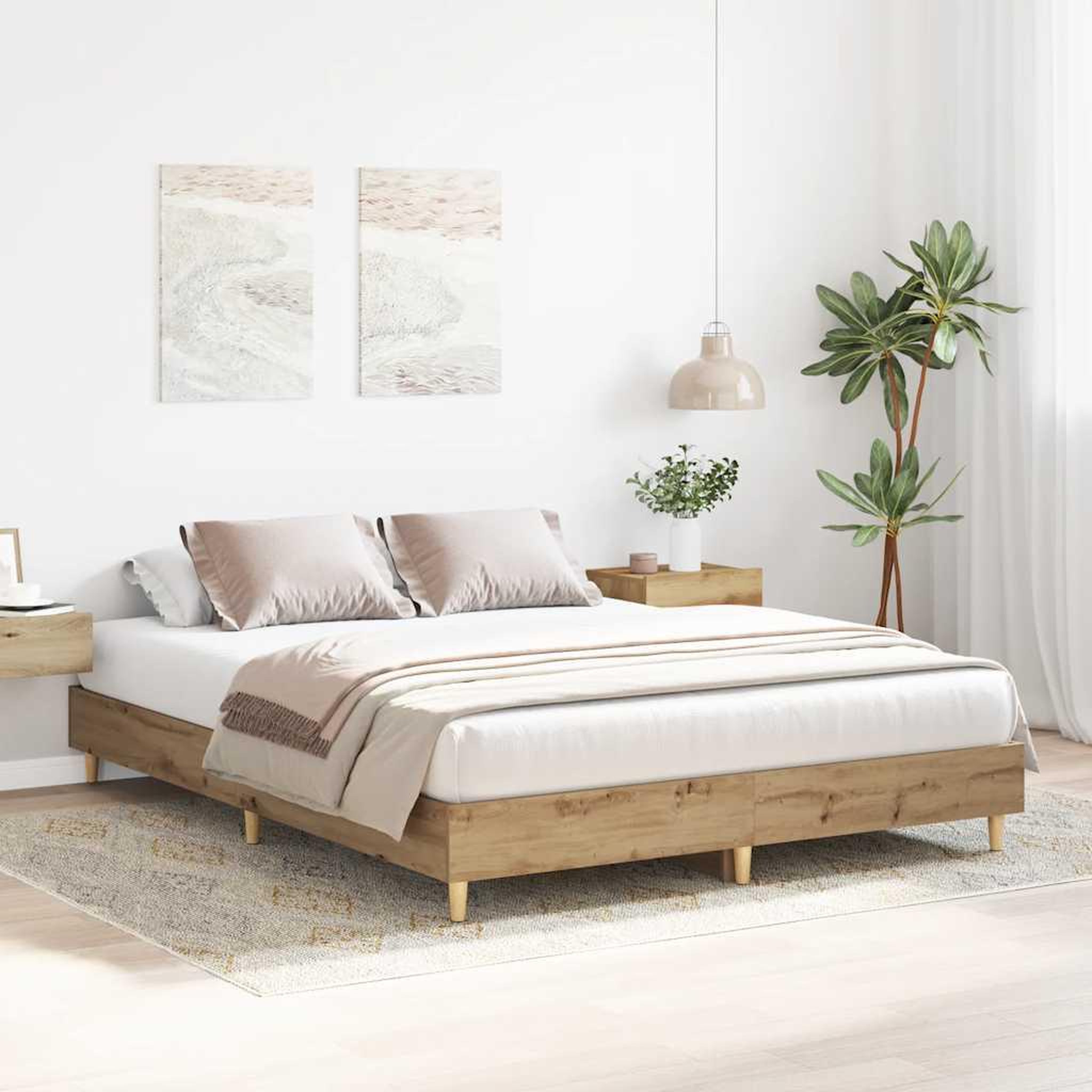 Voir la diapositive 3 : VIDAXL Cadre de lit sans matelas chene artisanal 75x190 cm