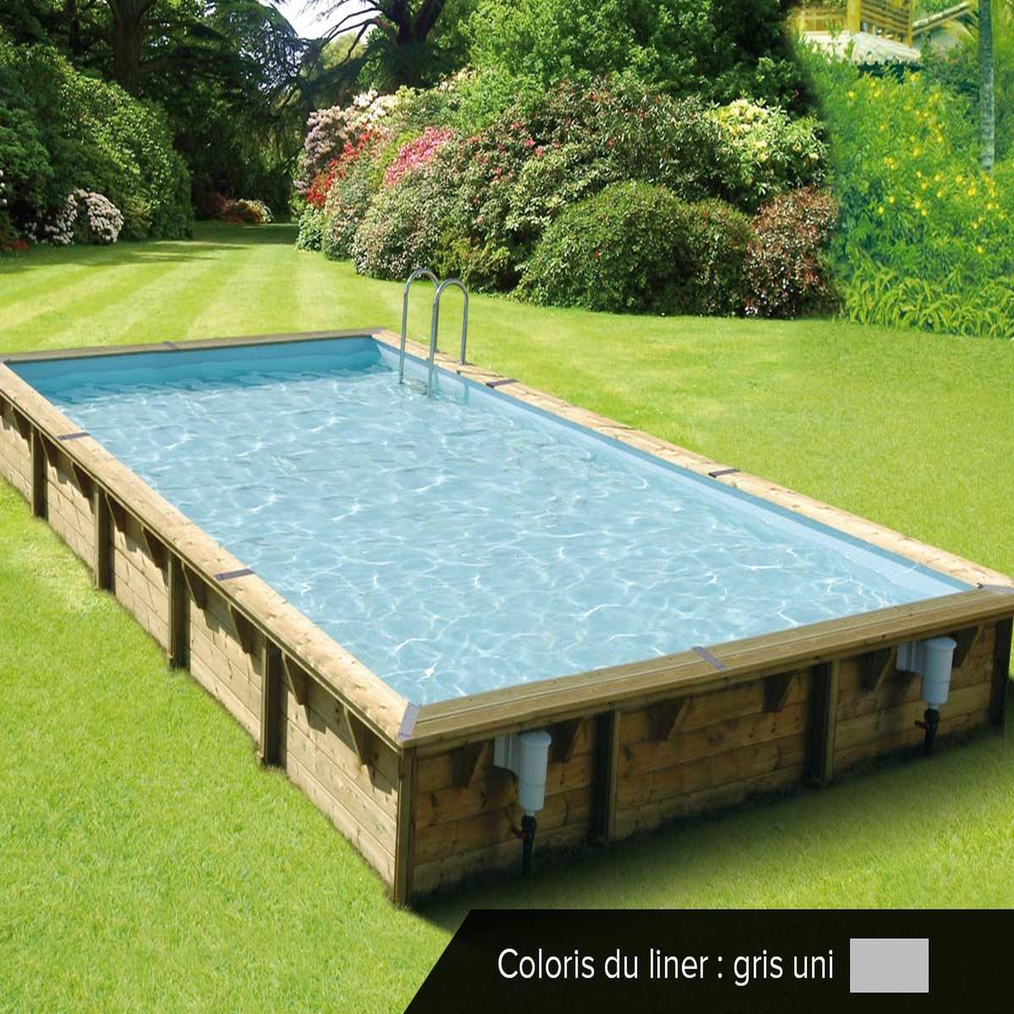 Voir la diapositive 3 : Ubbink Piscine bois Linéa 8,00 x 5,00 x 1,40 m - Liner gris - Ubbink