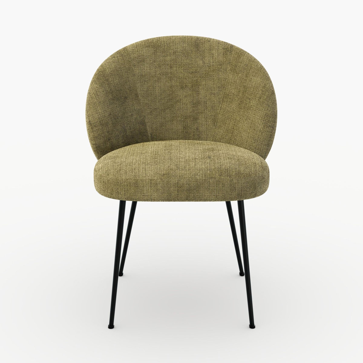 Rendez vous déco Chaise en velours chenillé vert olive et métal noir-Bloomy