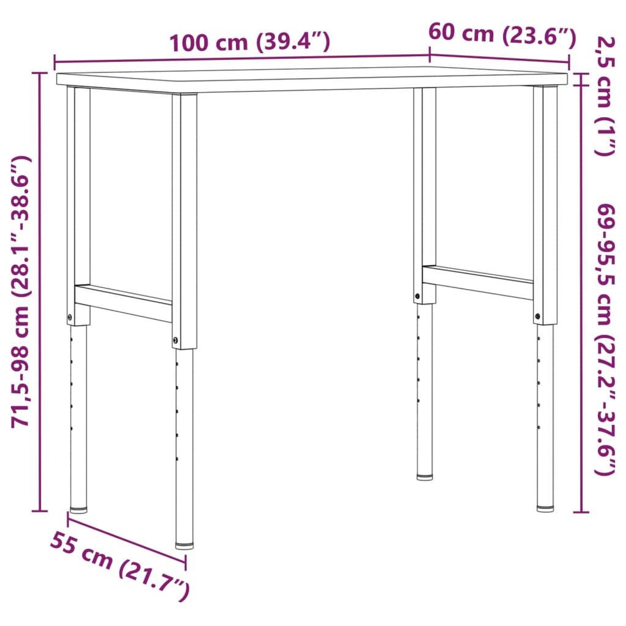 Voir la diapositive 6 : VIDAXL Etabli 100x60x(71,5-98) cm bois massif de hetre rectangulaire