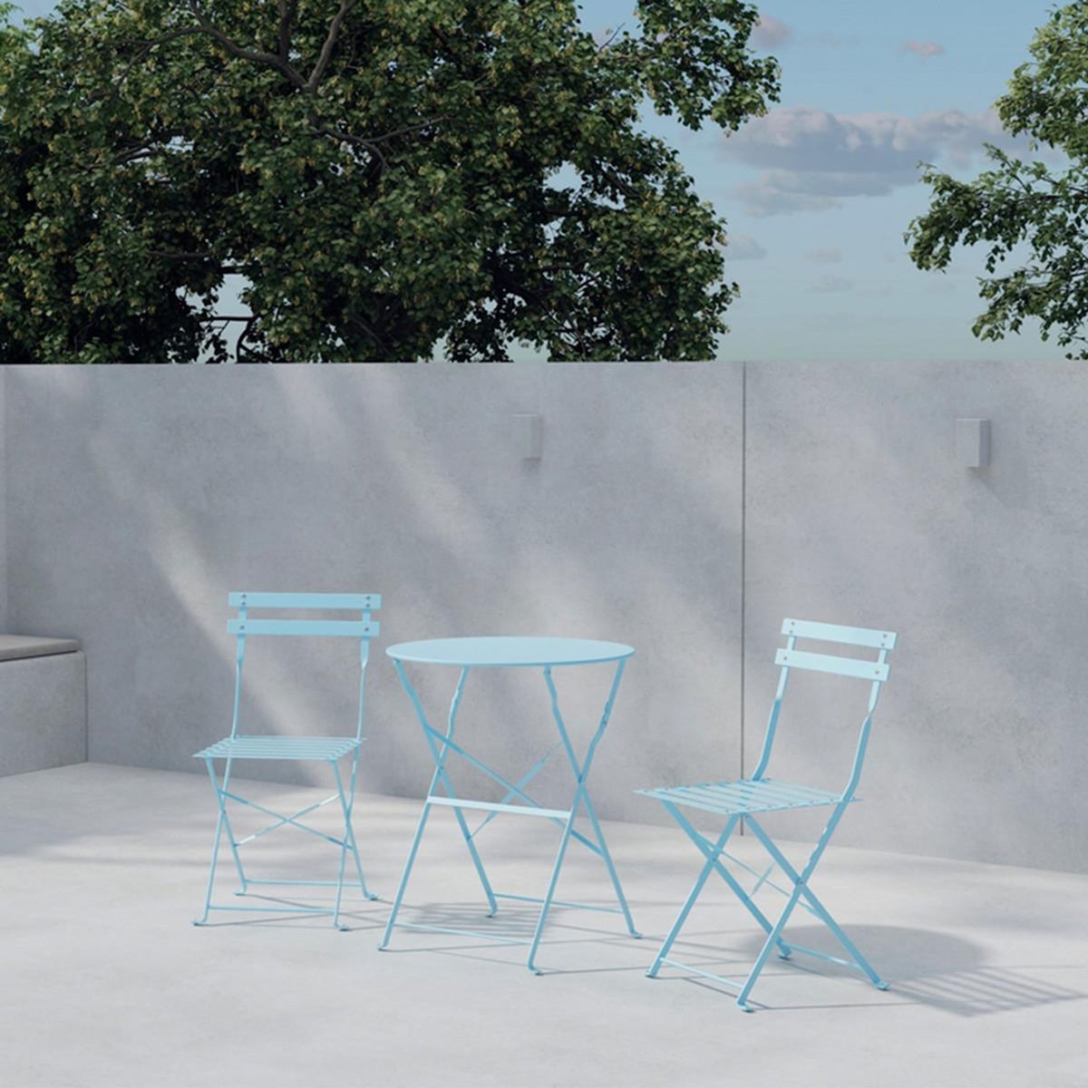 Paris Prix Ensemble Table de Jardin & 2 Chaises  Tao  71cm Bleu