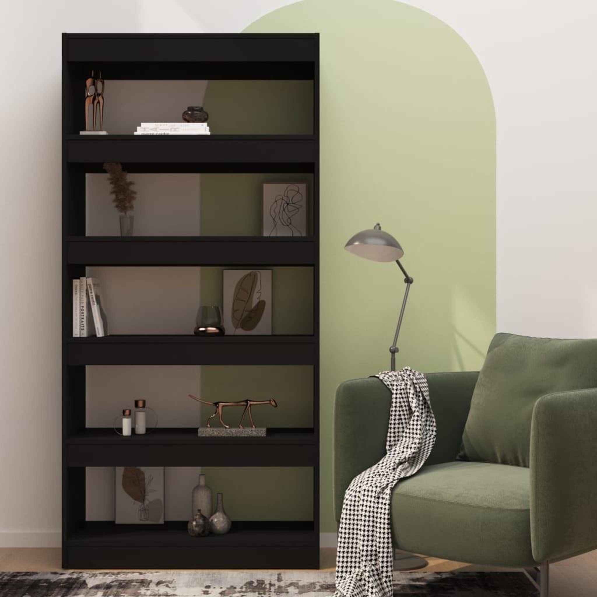 Voir la diapositive 3 : VIDAXL Bibliotheque/Separateur de piece Noir Bois d'ingenierie