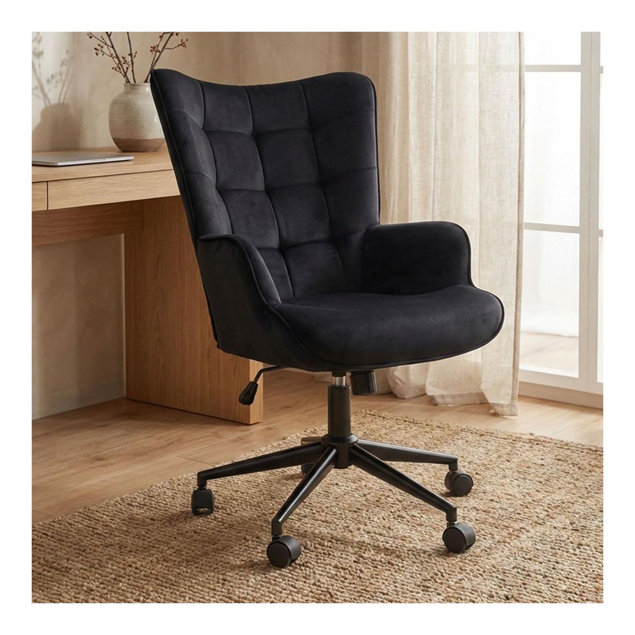 Voir la diapositive 6 : Paris Prix Fauteuil de bureau velours  verner  96cm noir