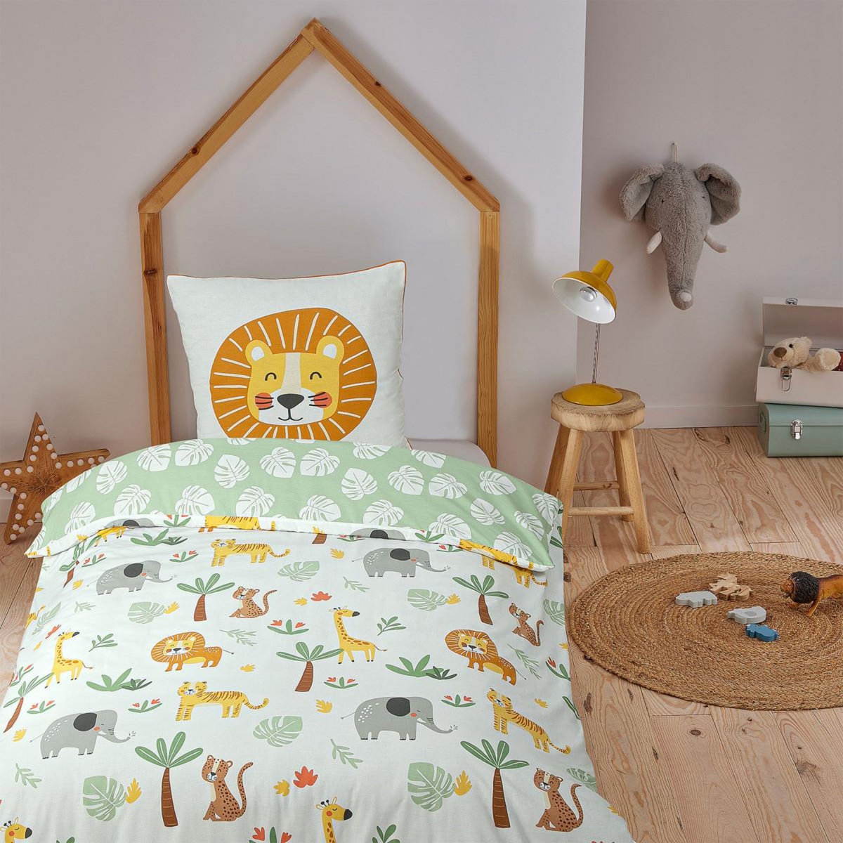 FUTURE HOME Parure de lit enfant lion réversible 140x200cm