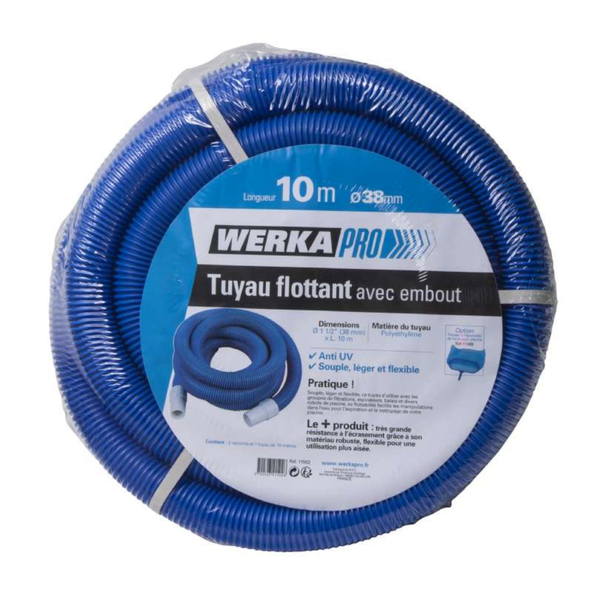 Voir la diapositive 2 :  Tuyau flottant Ø38mm Werkapro avec embout 10 mètres