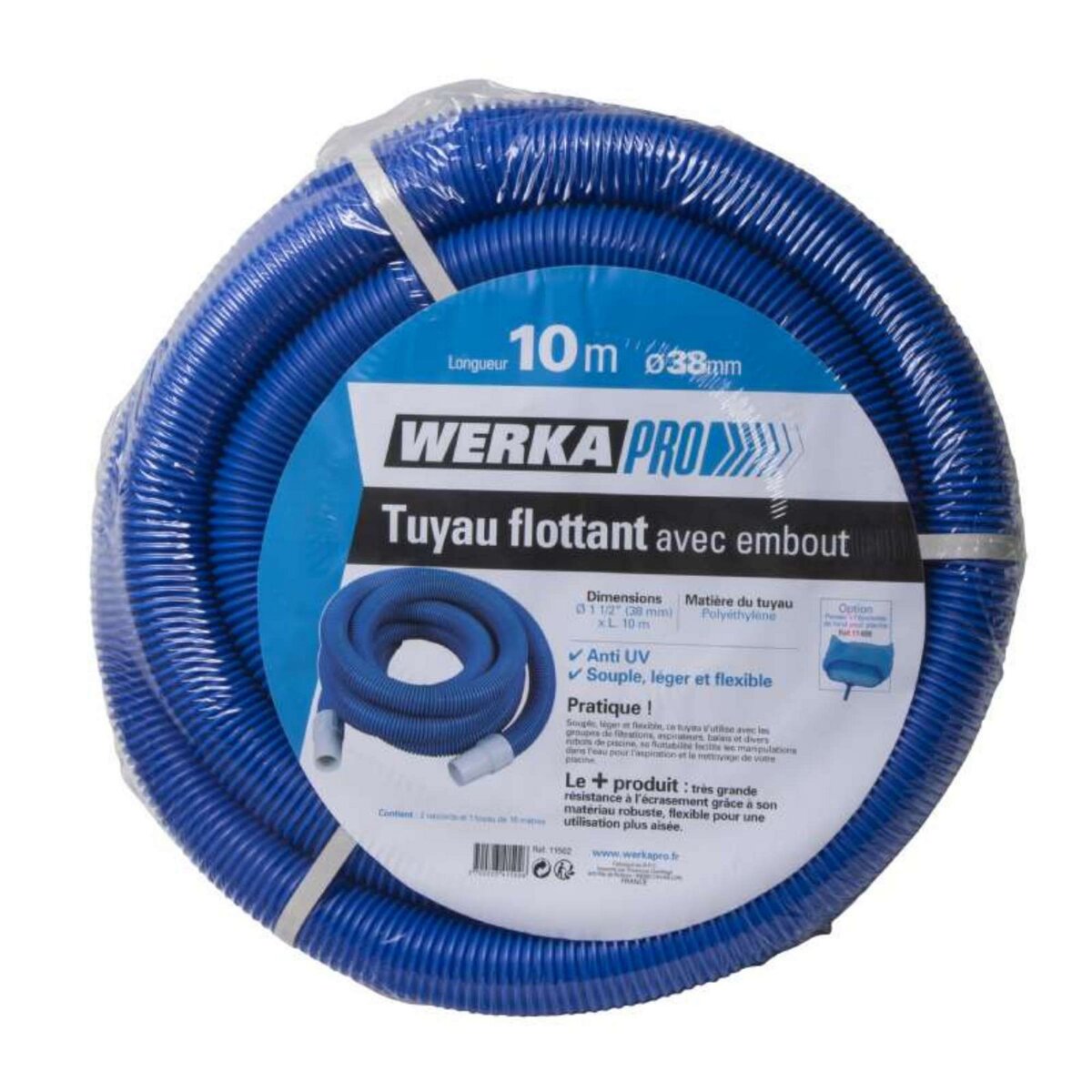  Tuyau flottant Ø38mm Werkapro avec embout 10 mètres