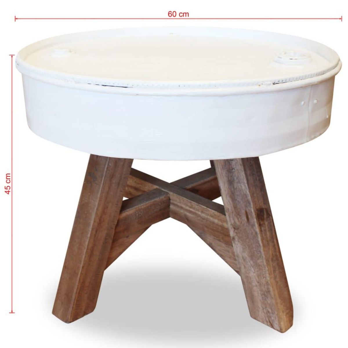 VIDAXL Table basse Bois de recuperation massif 60x45 cm Blanc