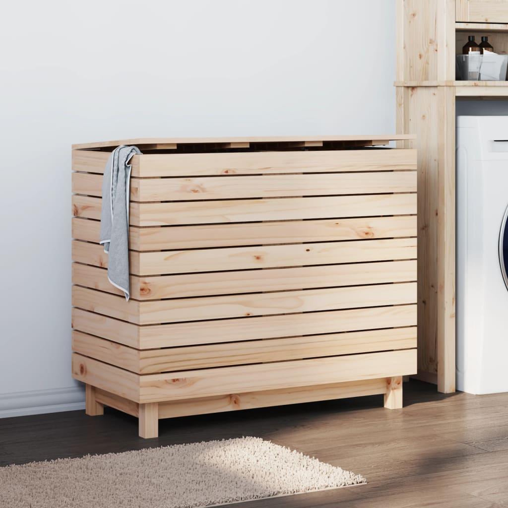 VIDAXL Panier a linge 88,5x44x76 cm bois massif de pin
