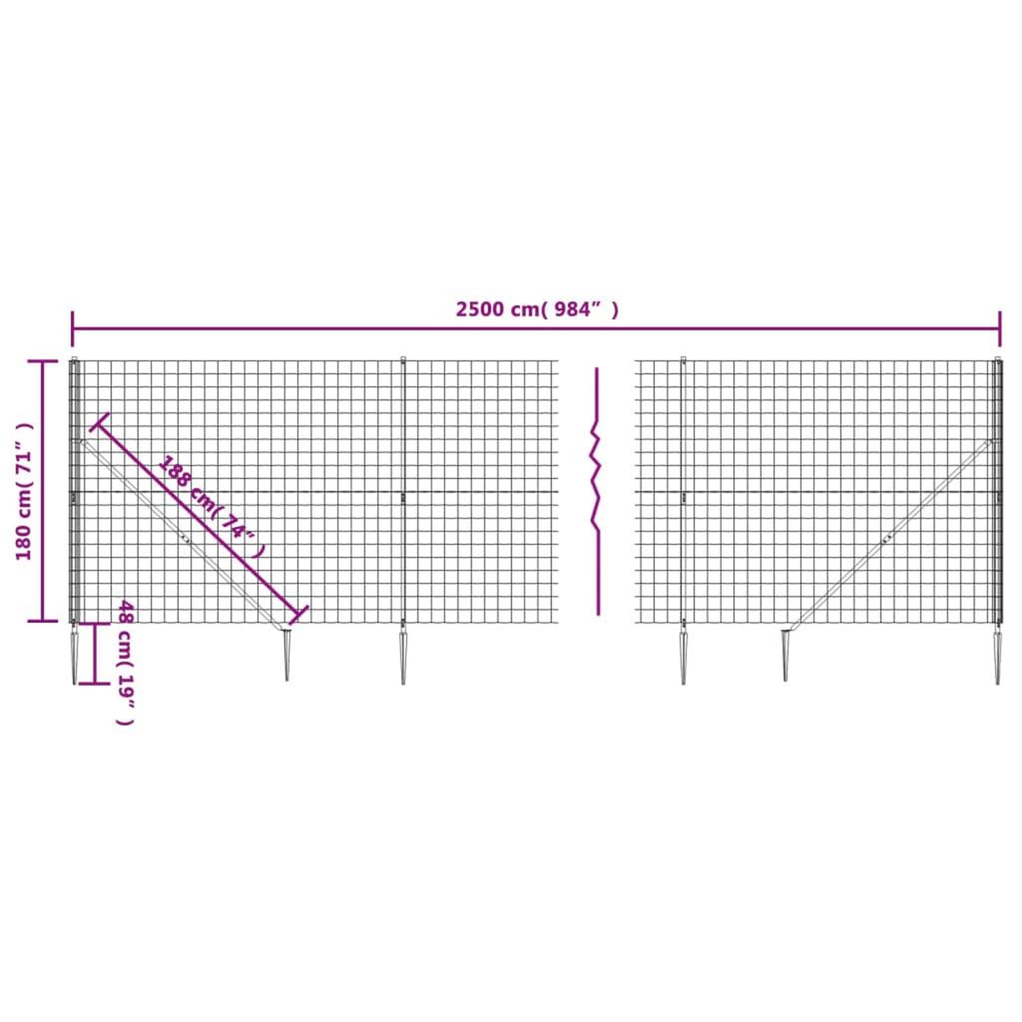 Voir la diapositive 5 : VIDAXL Cloture en treillis metallique et piquet d'ancrage vert 1,8x25m