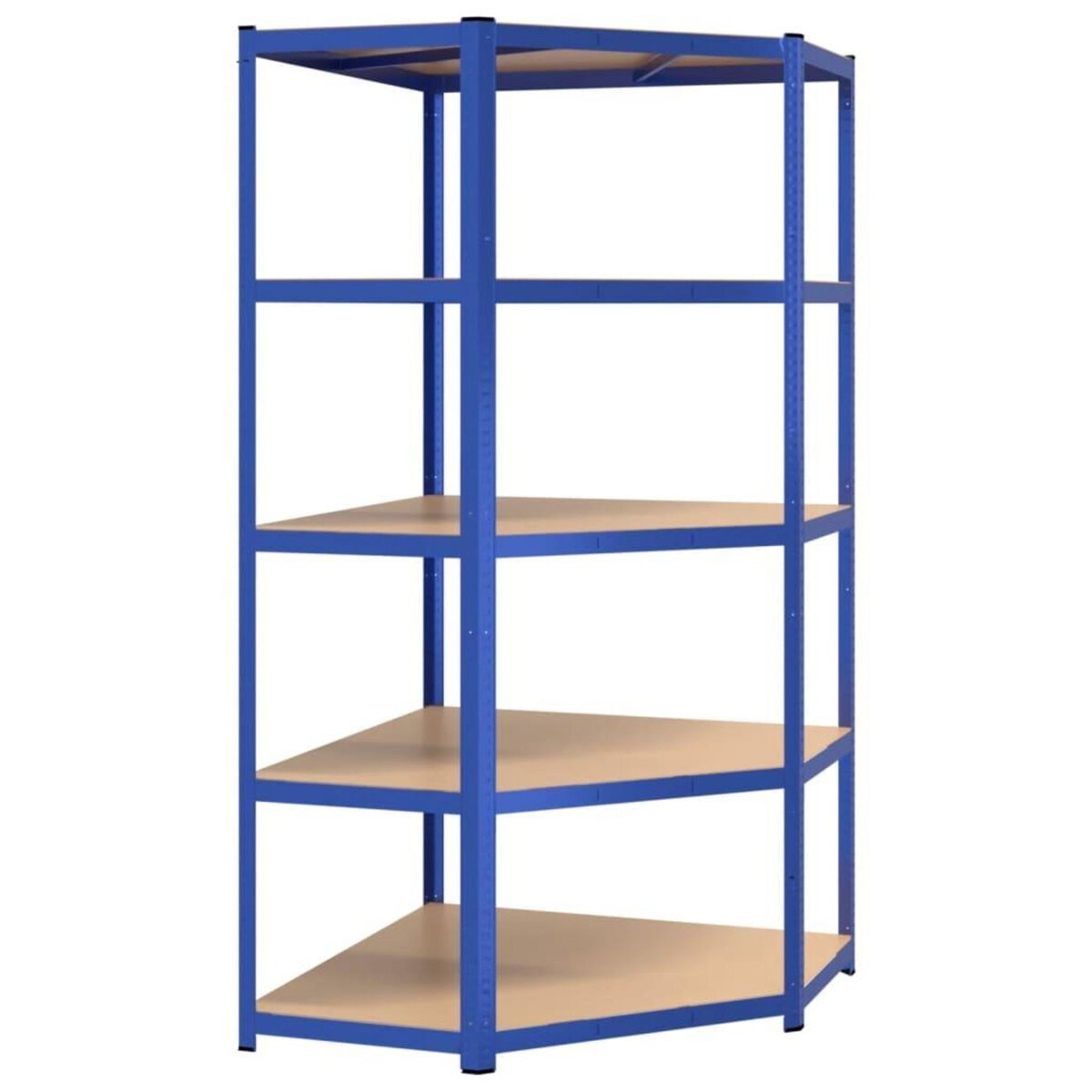 VIDAXL Etagere d'angle a 5 niveaux Bleu Acier et bois d'ingenierie