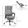 Voir la diapositive 3 : HOMCOM Fauteuil de bureau direction massant chauffant hauteur réglable dossier inclinable repose-pied revêtement synthétique gris