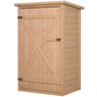 Voir la diapositive 1 : OUTSUNNY Armoire abri de jardin remise pour outils - grande porte verrouillable loquet - 2 étagères - toit bitumé incliné bois de sapin pré-huilé